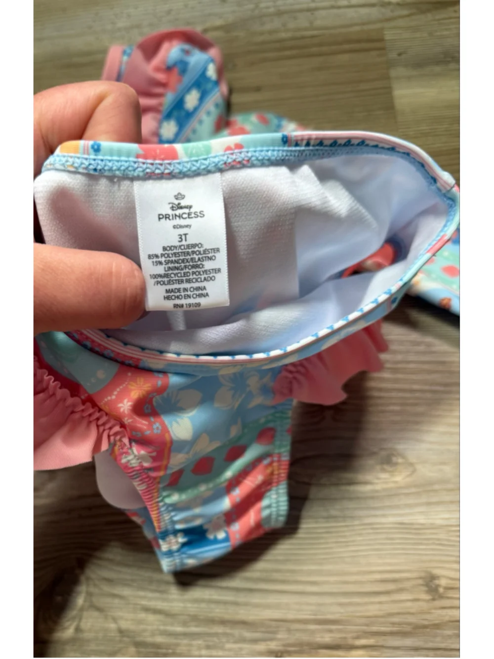 Girls Disney Moana 2-Piece Bikini Swimsuit, Size 3T, Blue and Pink